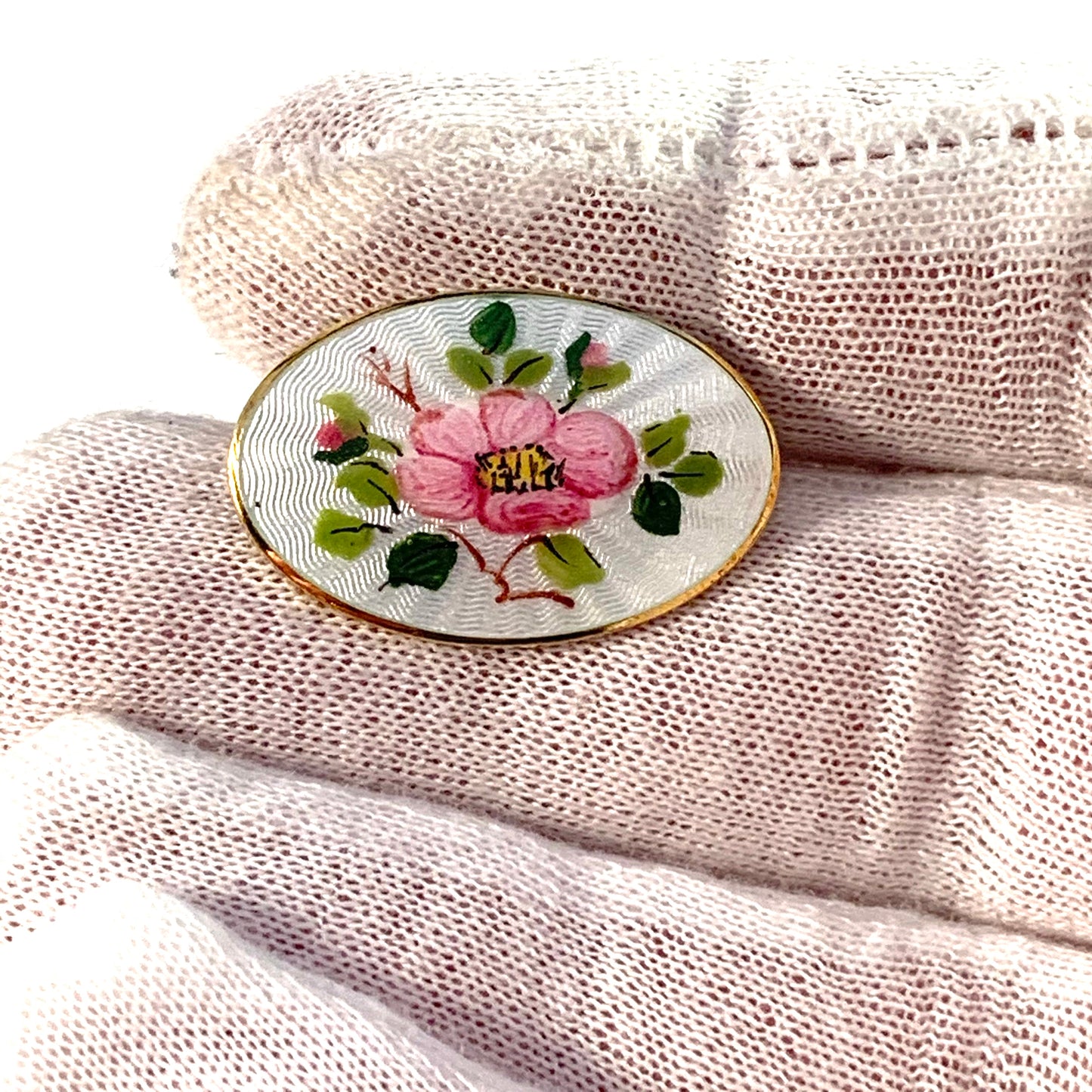 David-Andersen, Norway Vintage Sterling Silver Enamel Flower Brooch Pin.