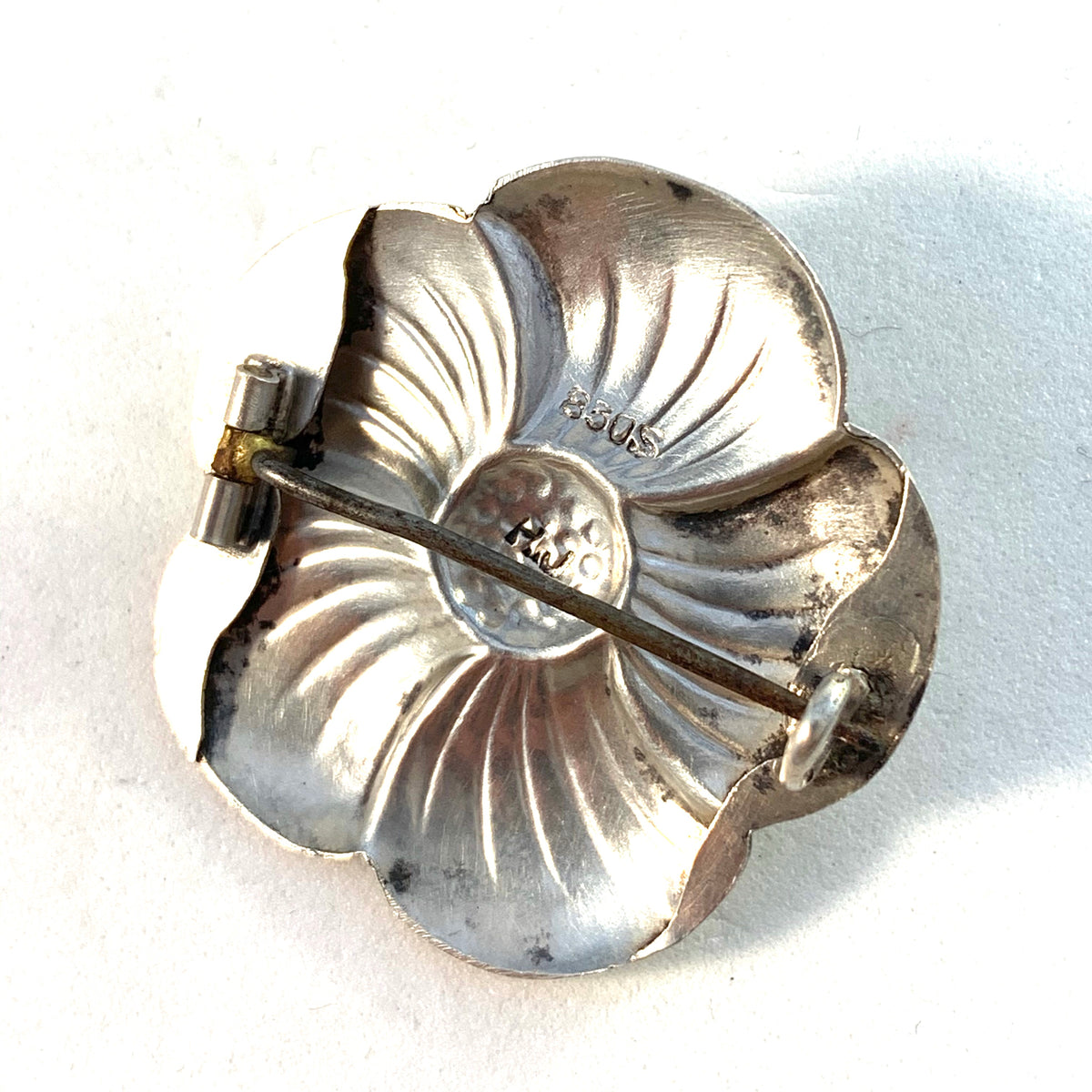 Hans Jensen & Co, Copenhagen 1899-1937, Solid Silver Art Nouveau Flower Brooch