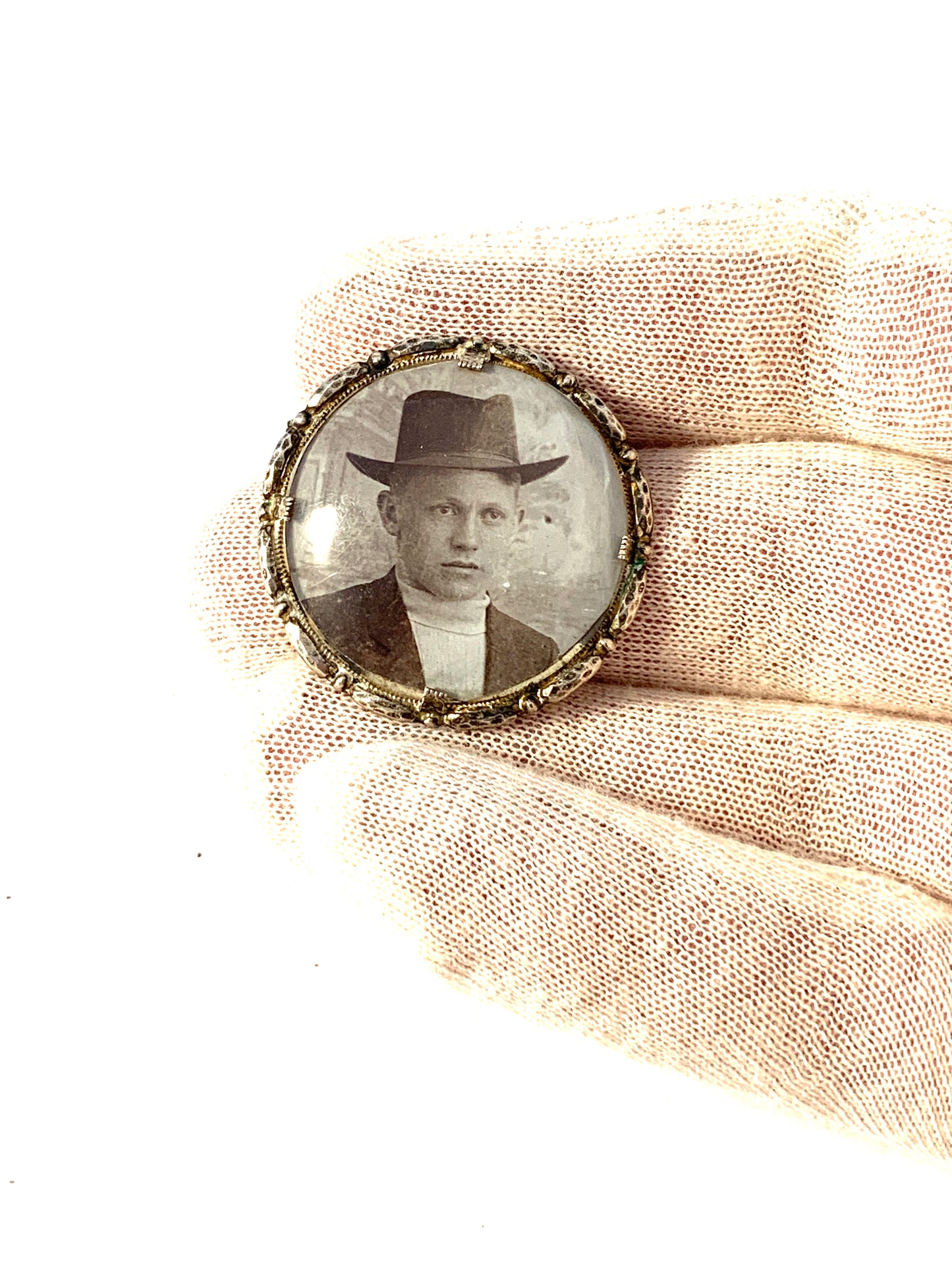 Austria Early 1900s. Silver 800 Photo Brooch.