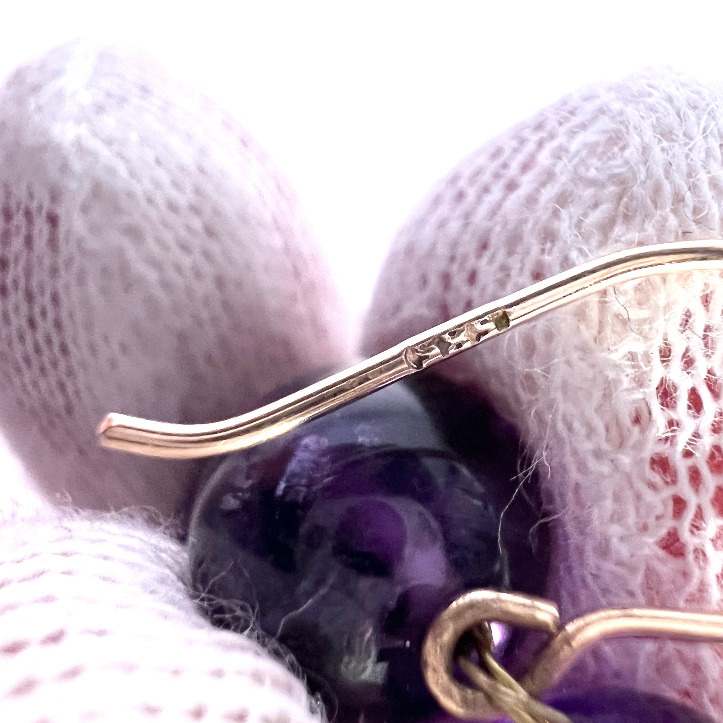 Vintage 14k Gold Amethyst Earrings.