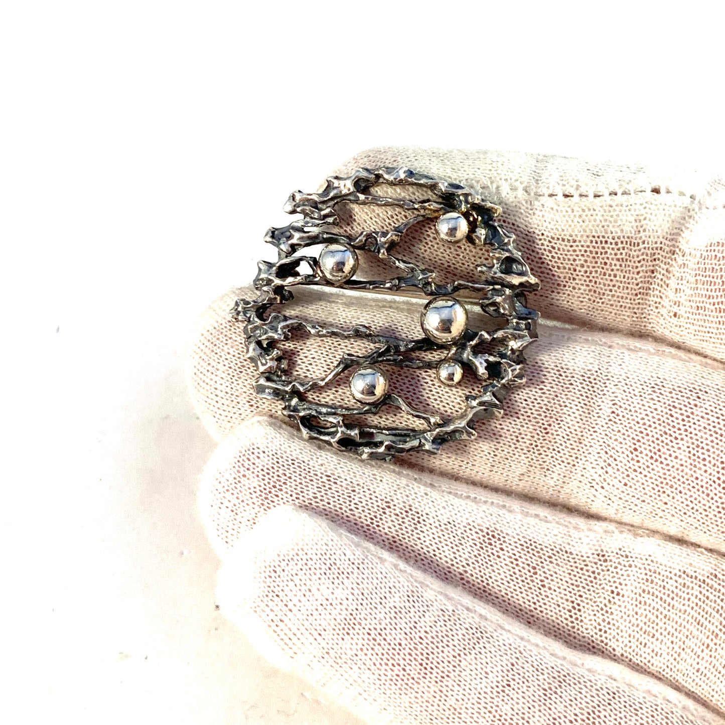 Erik Granit, Finland 1970 Modernist Sterling Silver Brooch.