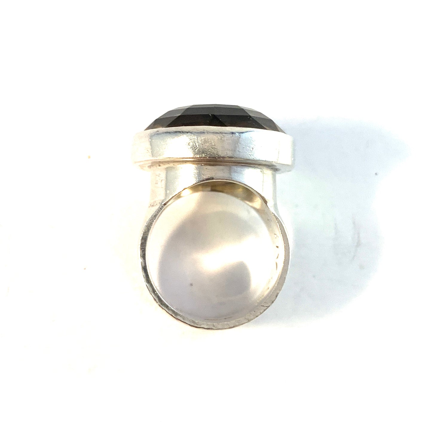 Anders Högberg, Sweden 1962. Bold Sterling Silver Smoky Quartz Ring. Signed
