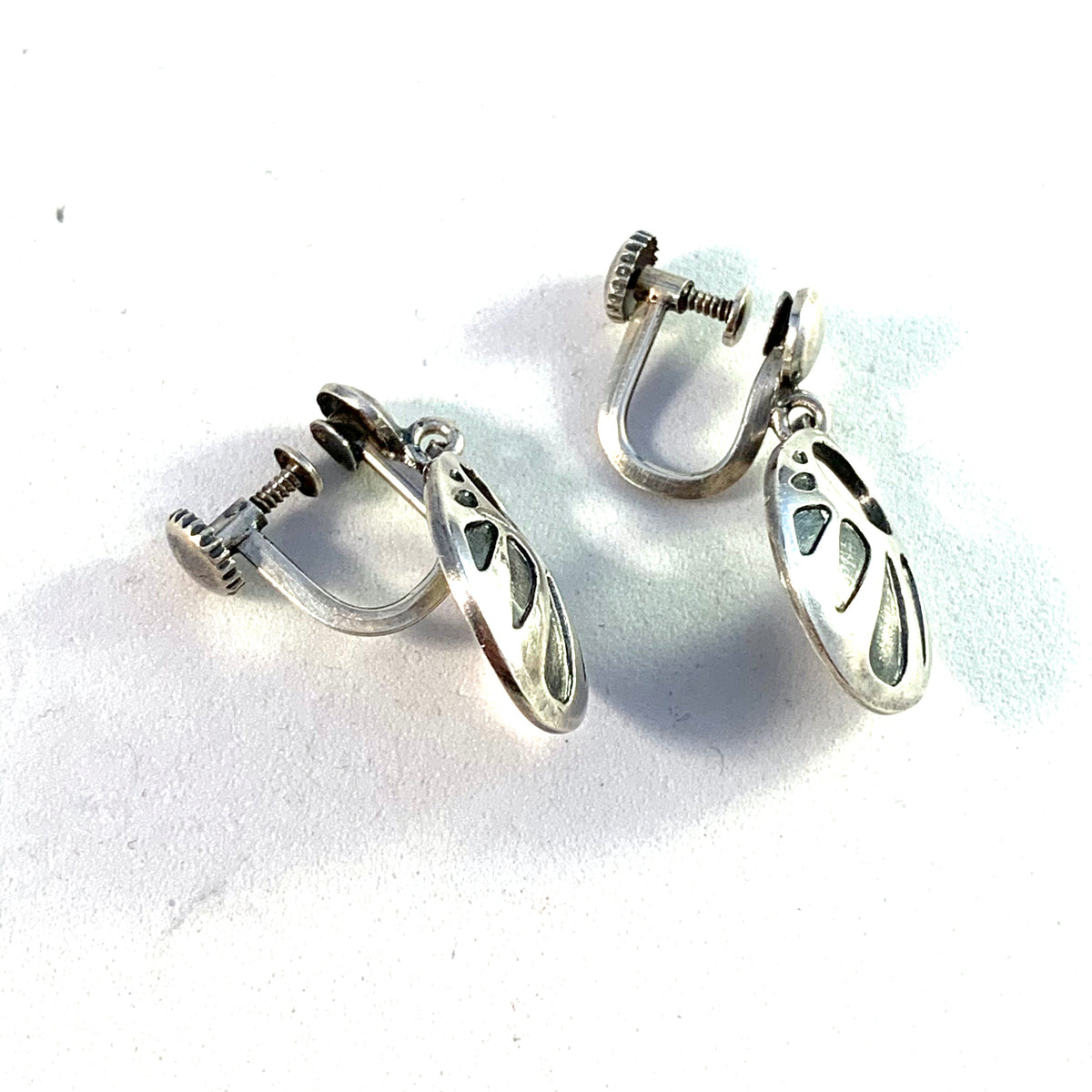 Sigurd Persson for Stigbert, Sweden 1954 Vintage Sterling Silver Earrings. Boxed.