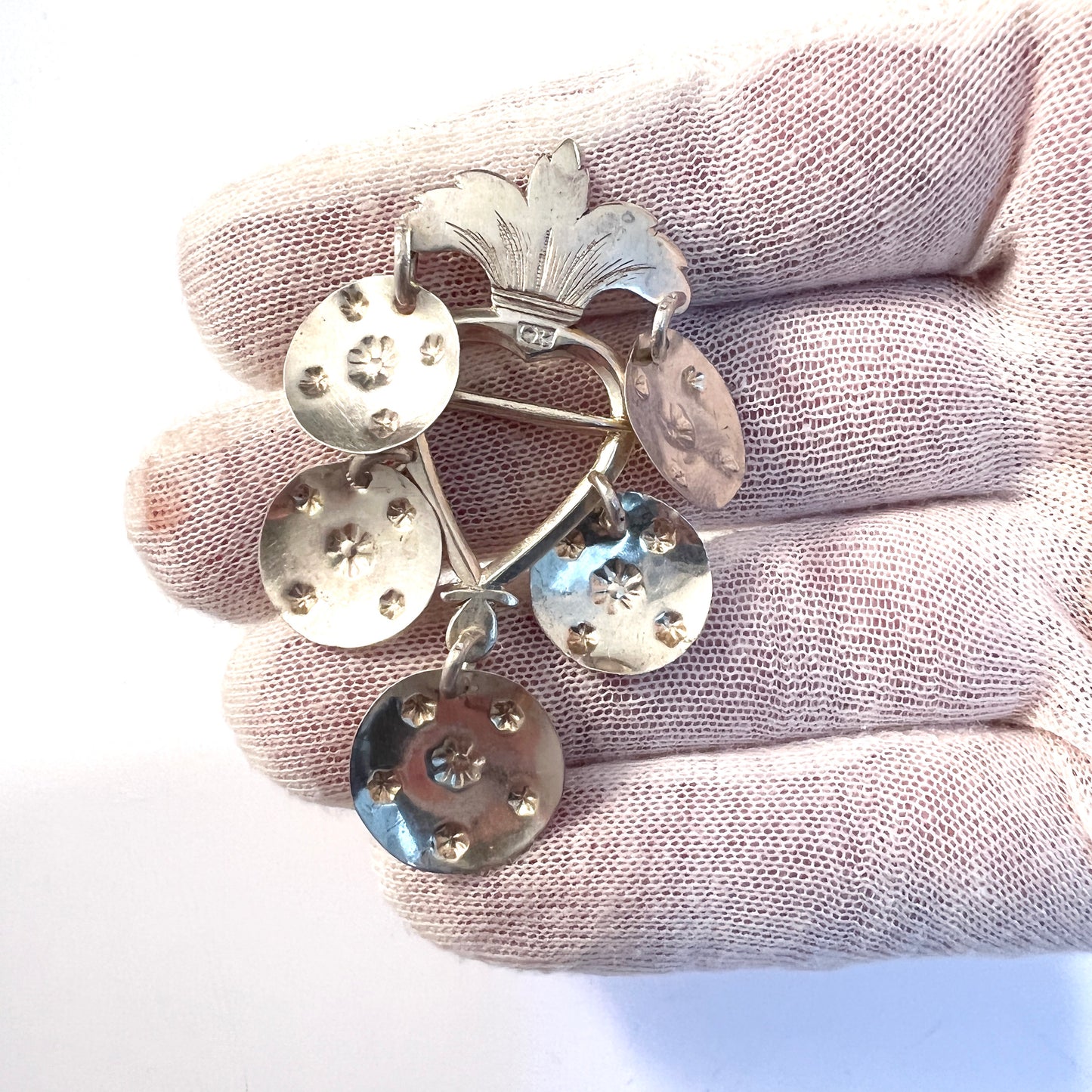 C・クルバーグ、スウェーデン、1781-1813。アンティーク ジョージアン トラディショナル ハート ブローチ