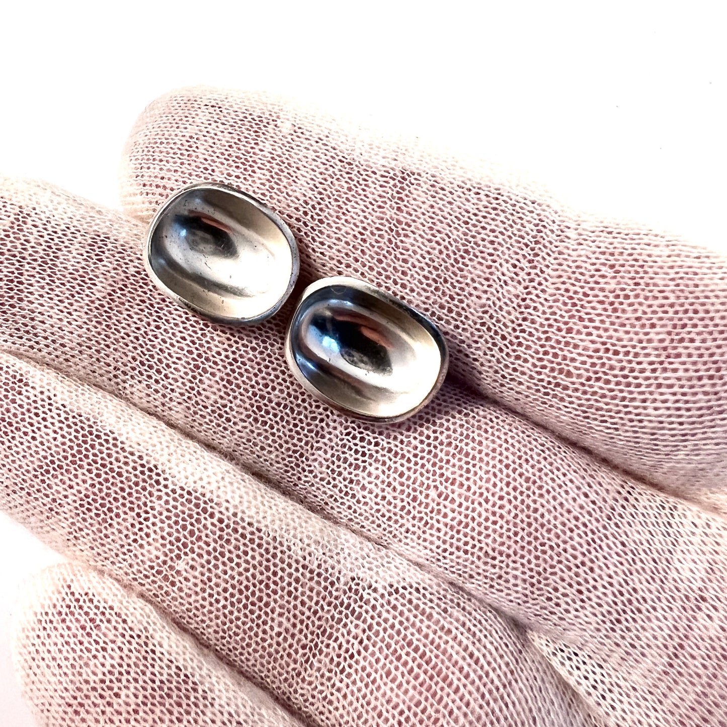 Sigurd Persson for Stigbert, Sweden 1956. Sterling Silver Bowl Earrings.