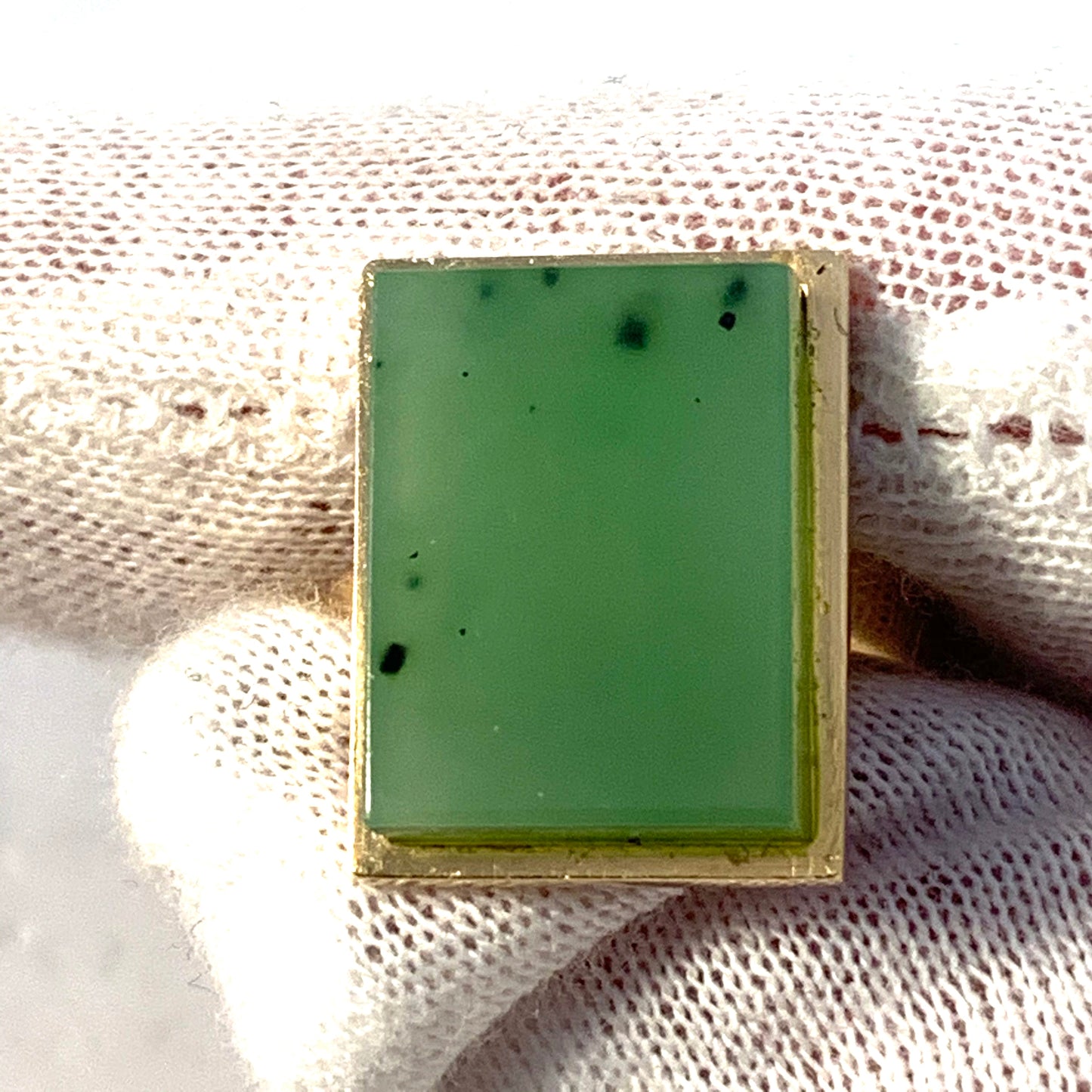 Atelje Stigbert, Sweden 1948 Mid Century Modern 18k Gold Nephrite Jade Ring.