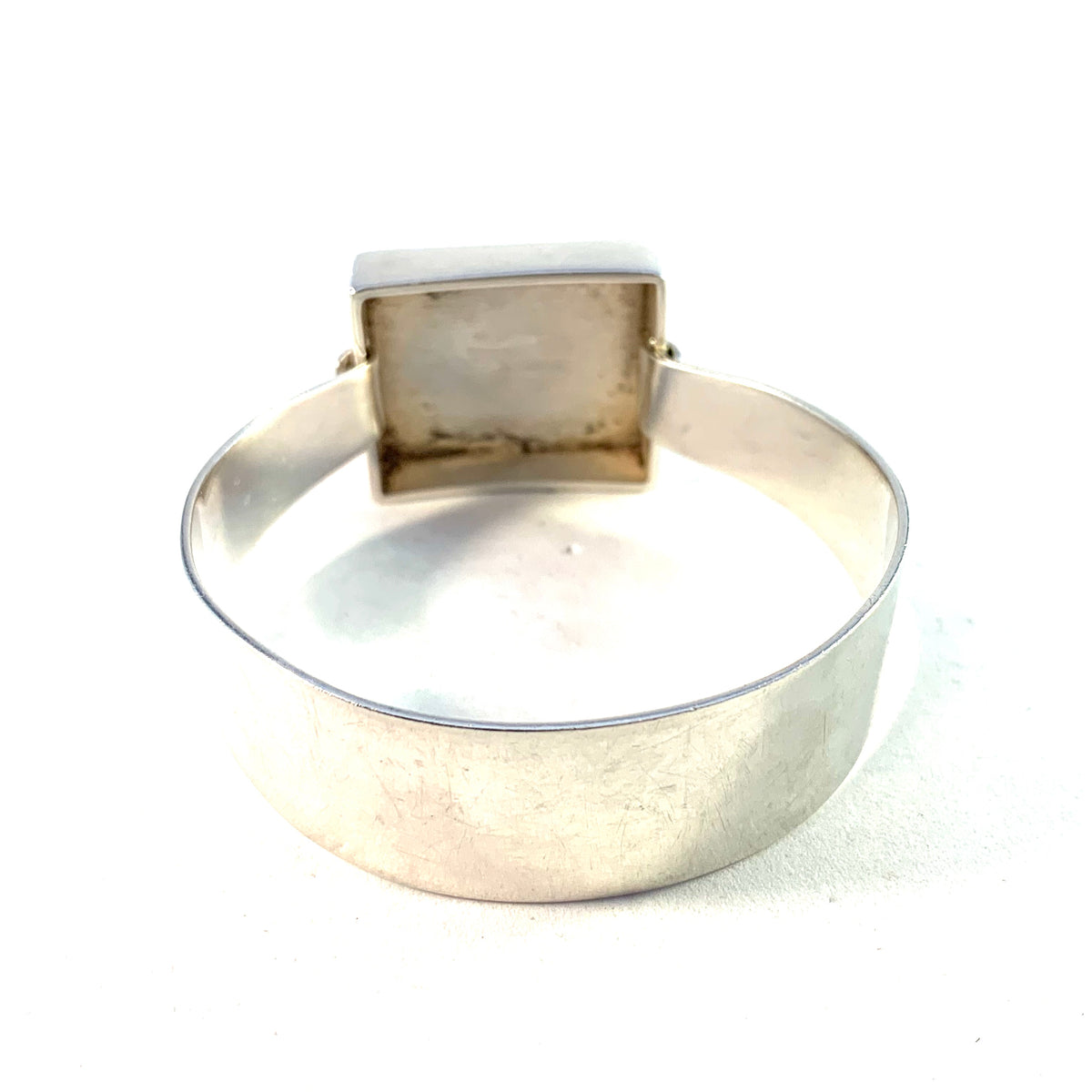 GUSSI, Sweden 1965 Vintage Bold Sterling Silver Tiger Eye Open / Close Bangle Bracelet.