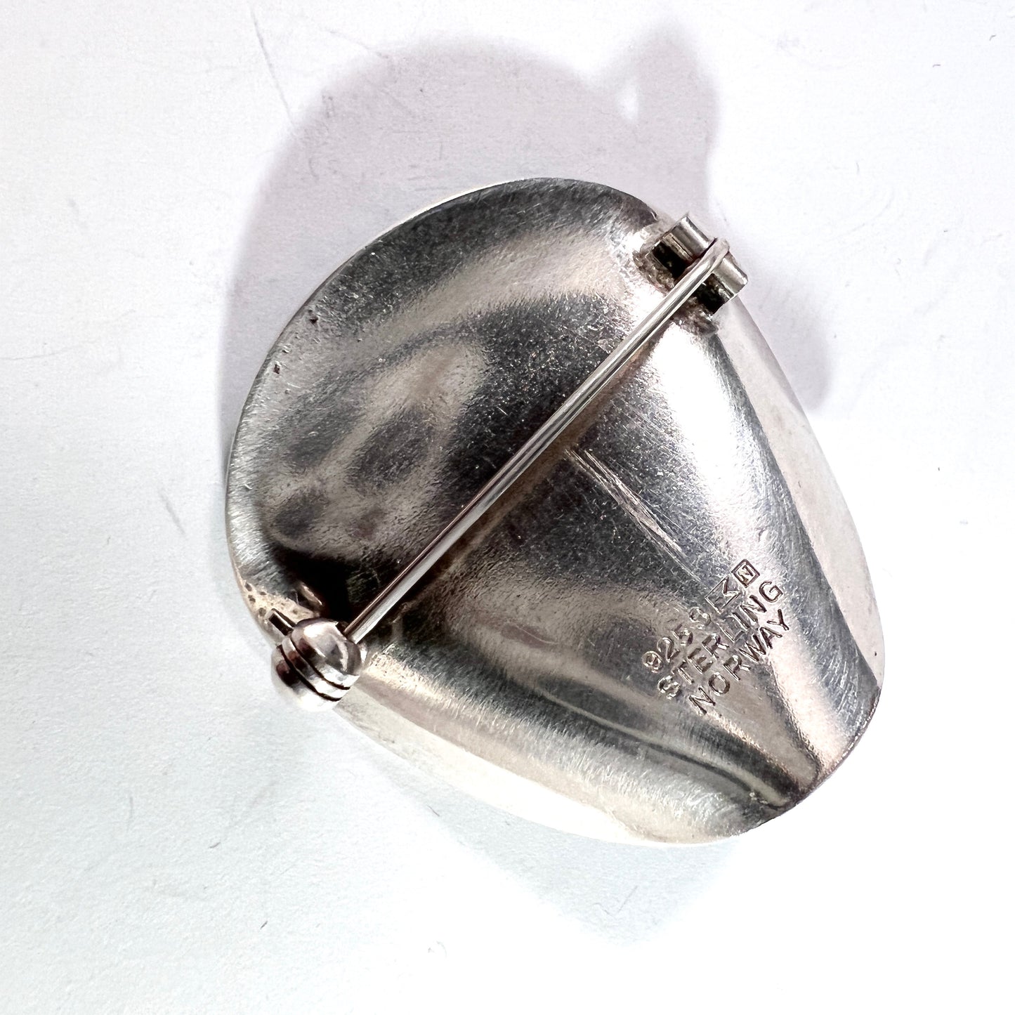 Einar Modahl, Norway Vintage 1960-70s Modernist Sterling Silver Enamel Brooch.