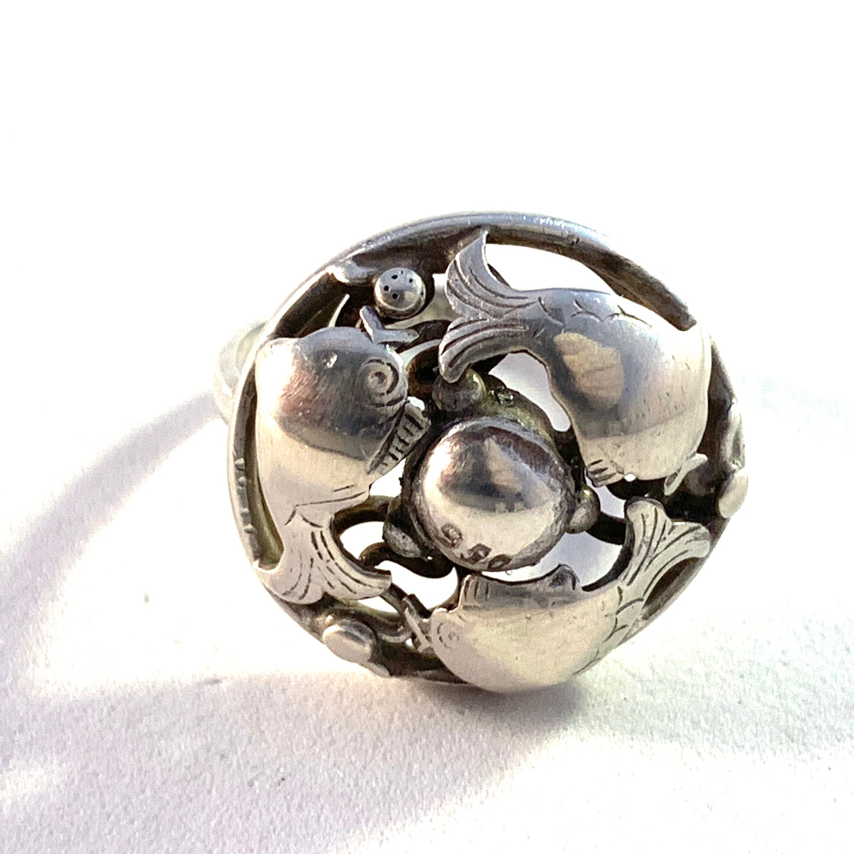 Lauritz Jensen, Copenhagen 1918-1937 Solid Silver Fish Ring.