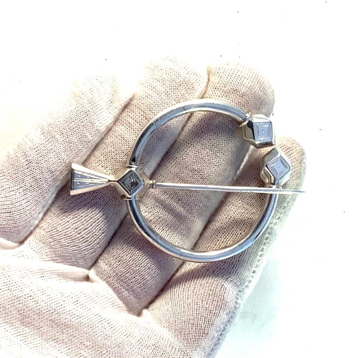 Umeå, Sweden 1867 Victorian Silver Large Fibula Brooch