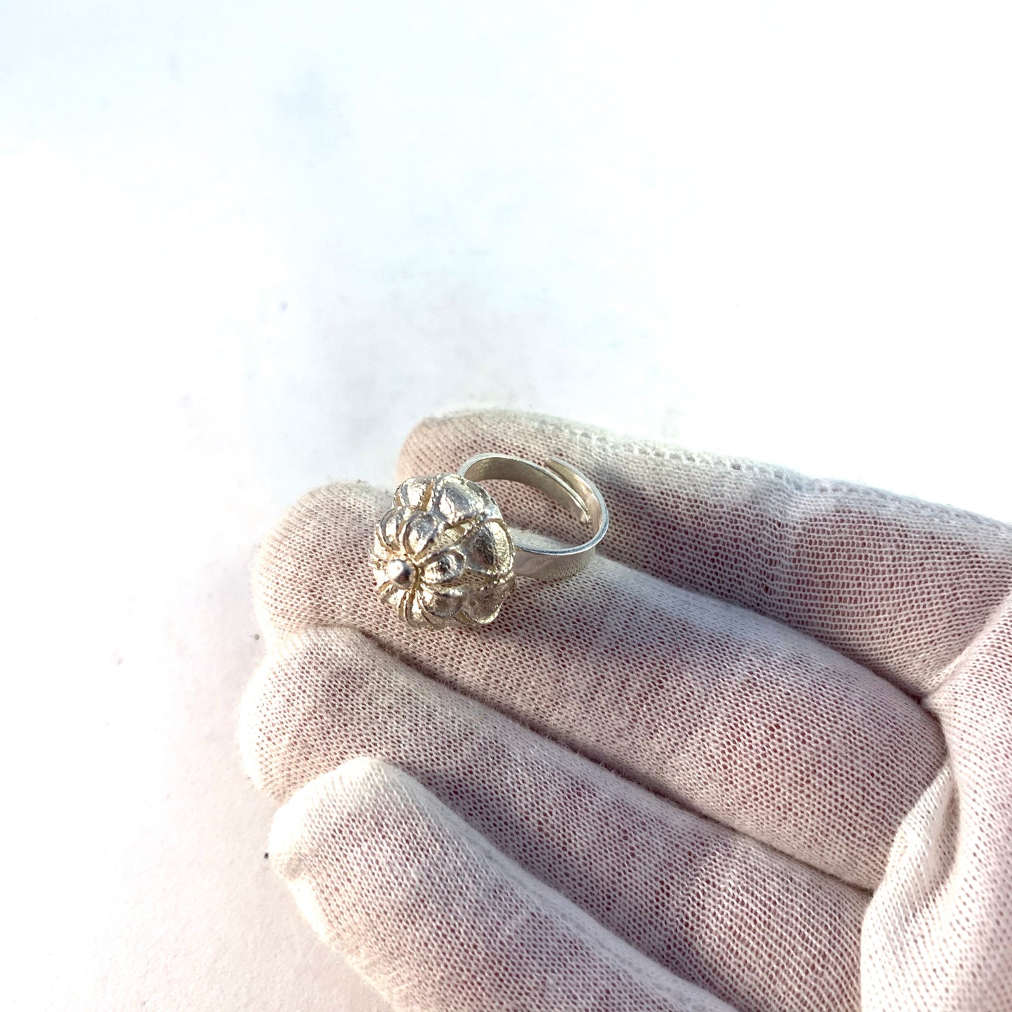 H Bergman, Finland 1974 Vintage Solid 830 Silver Modernist Ring.