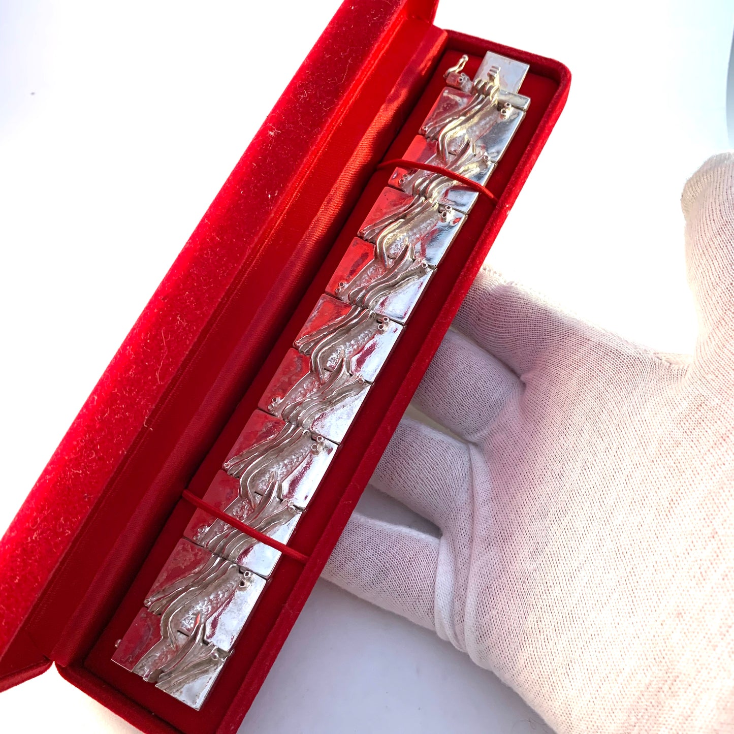 Frank and Regine Juhls, Norway Vintage Massive 5.3oz Sterling Silver Link Bracelet.