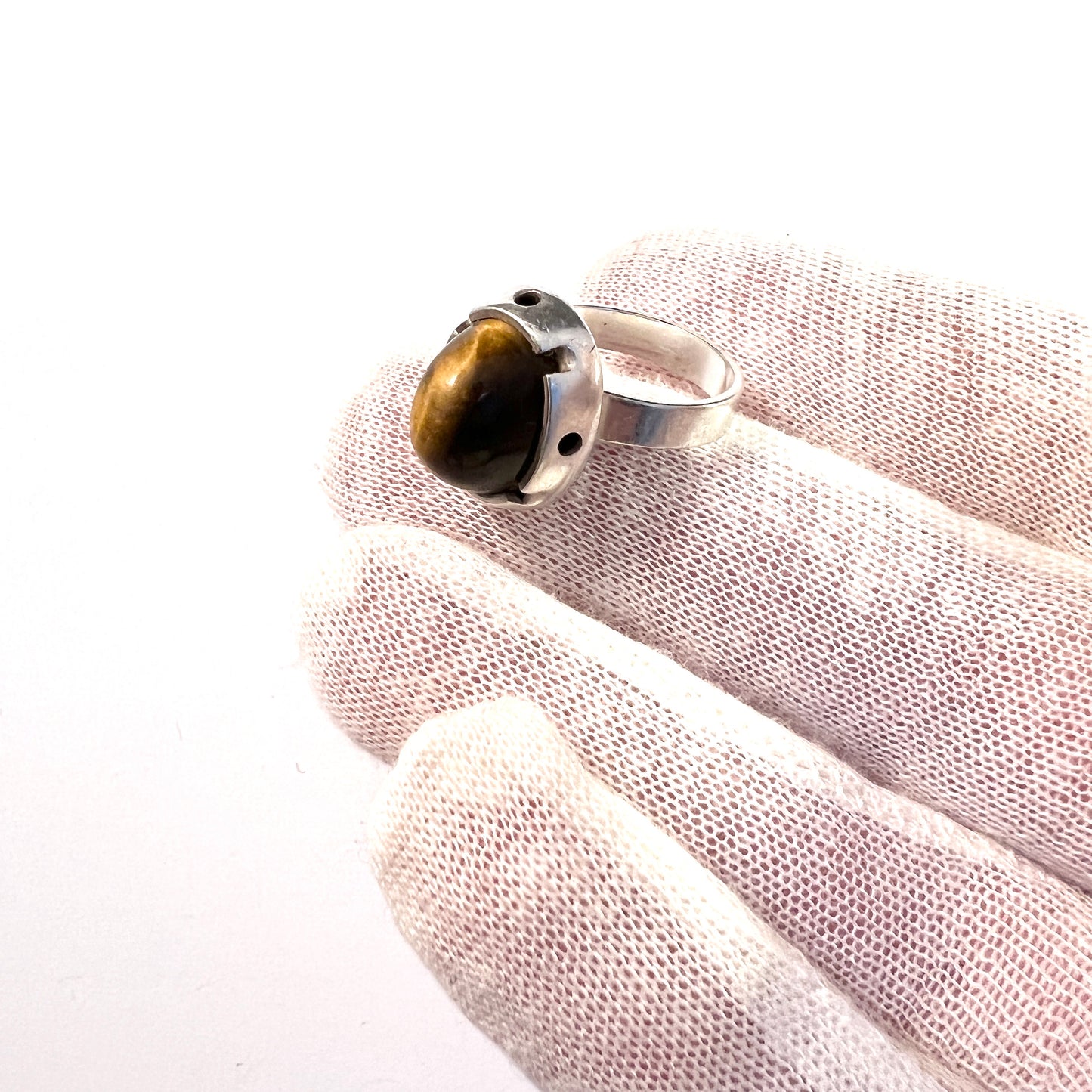 Martti Viikiniemi、フィンランド、1967年。ヴィンテージソリッドシルバータイガーアイリング。