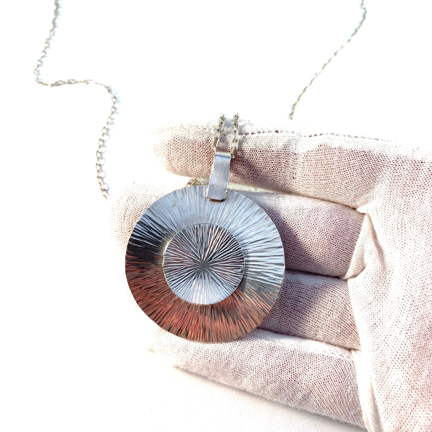 Atelje Stigbert for Waldemar Jonsson, Sweden 1972 Large Modernist Pendant Necklace. Signed.