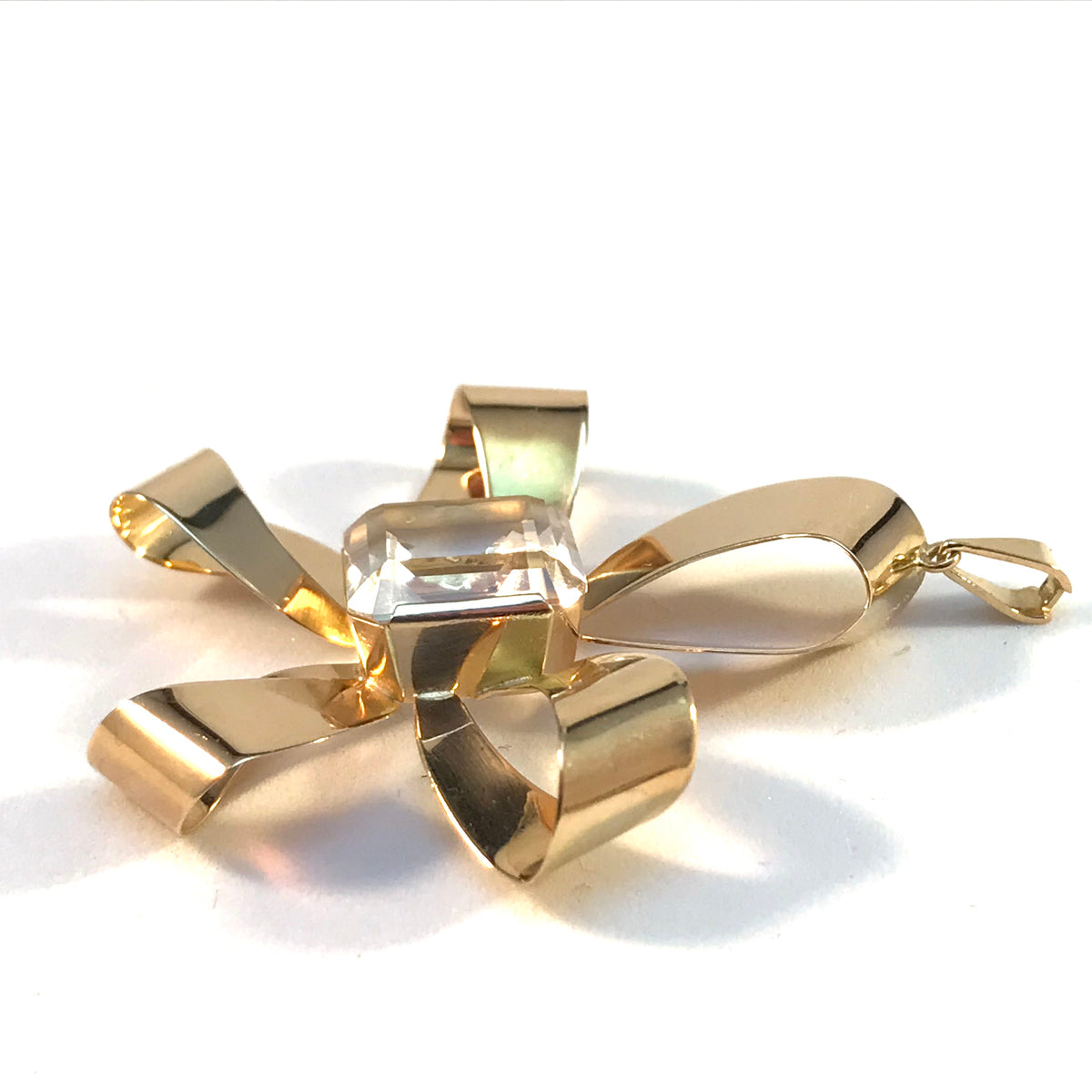 Ateljé Stigbert, Sweden 1946 Vintage 18k Gold Rock Crystal Large Pendant.