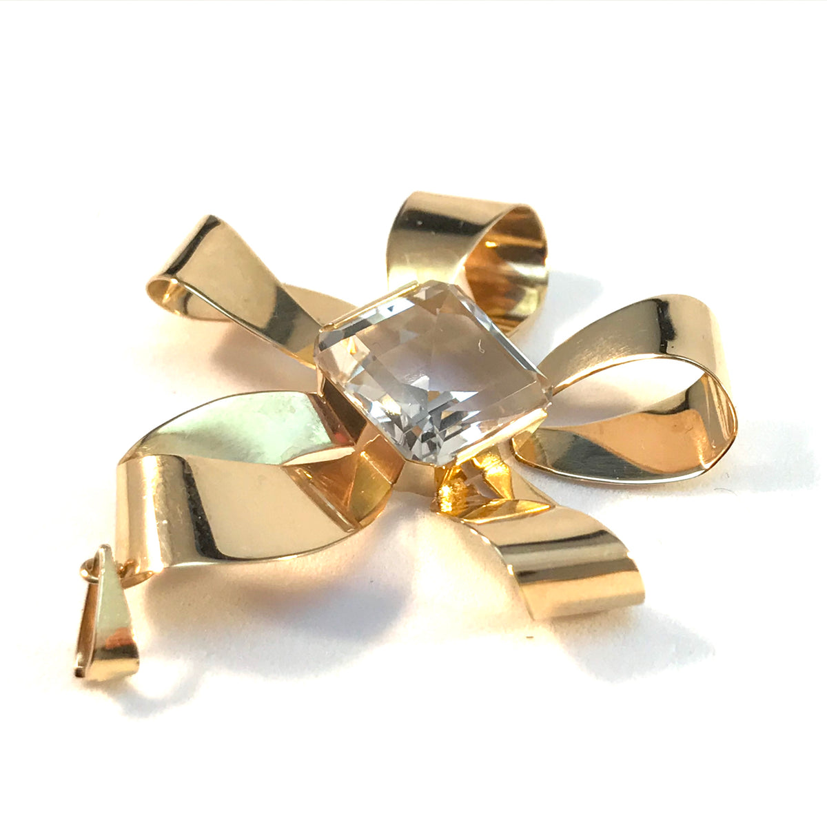 Ateljé Stigbert, Sweden 1946 Vintage 18k Gold Rock Crystal Large Pendant.