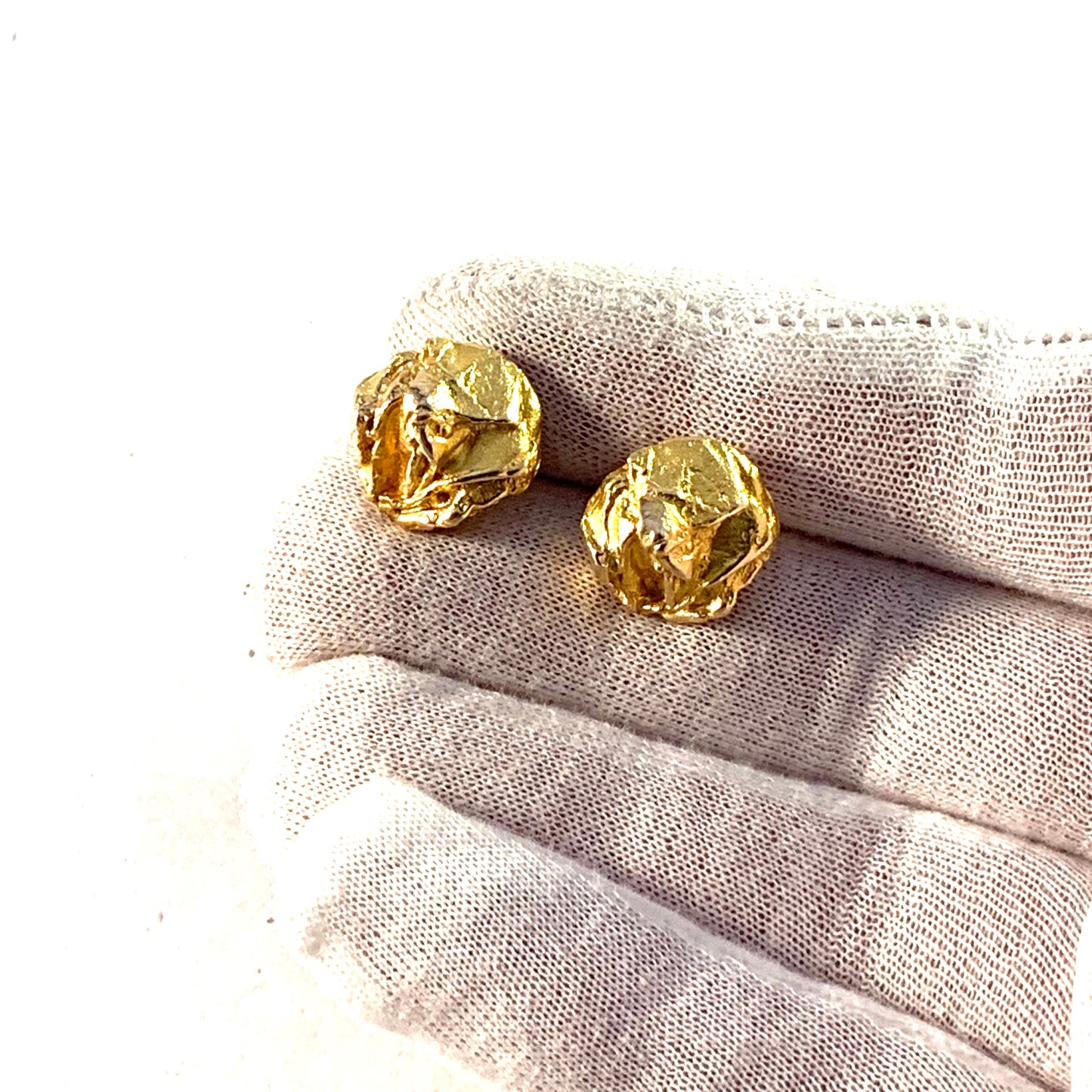 Björn Weckström, Lapponia, Finland 1971 Vintage 14k Gold Stud Earrings. Signed.