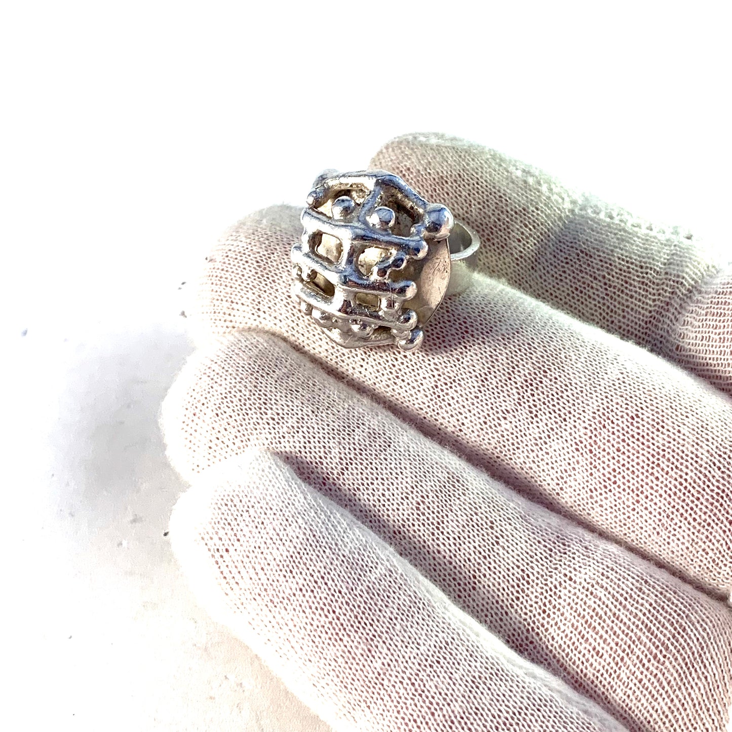 Heribert Engelbert, Stockholm 1970 Modernist Brutalist Sterling Silver Ring.