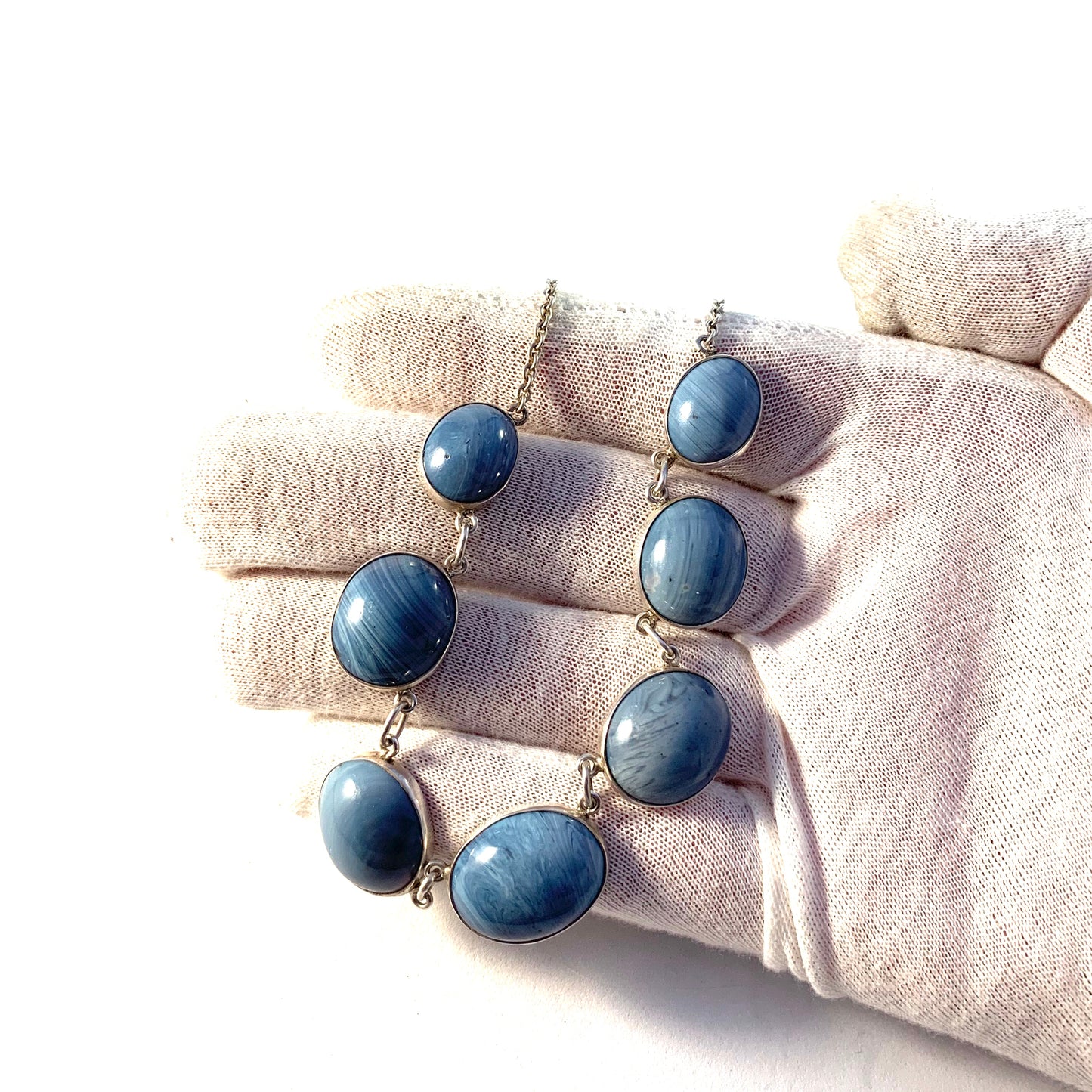 Märta Lindgren, Sweden year 1962 Solid Silver Bergslagen-stone Necklace.