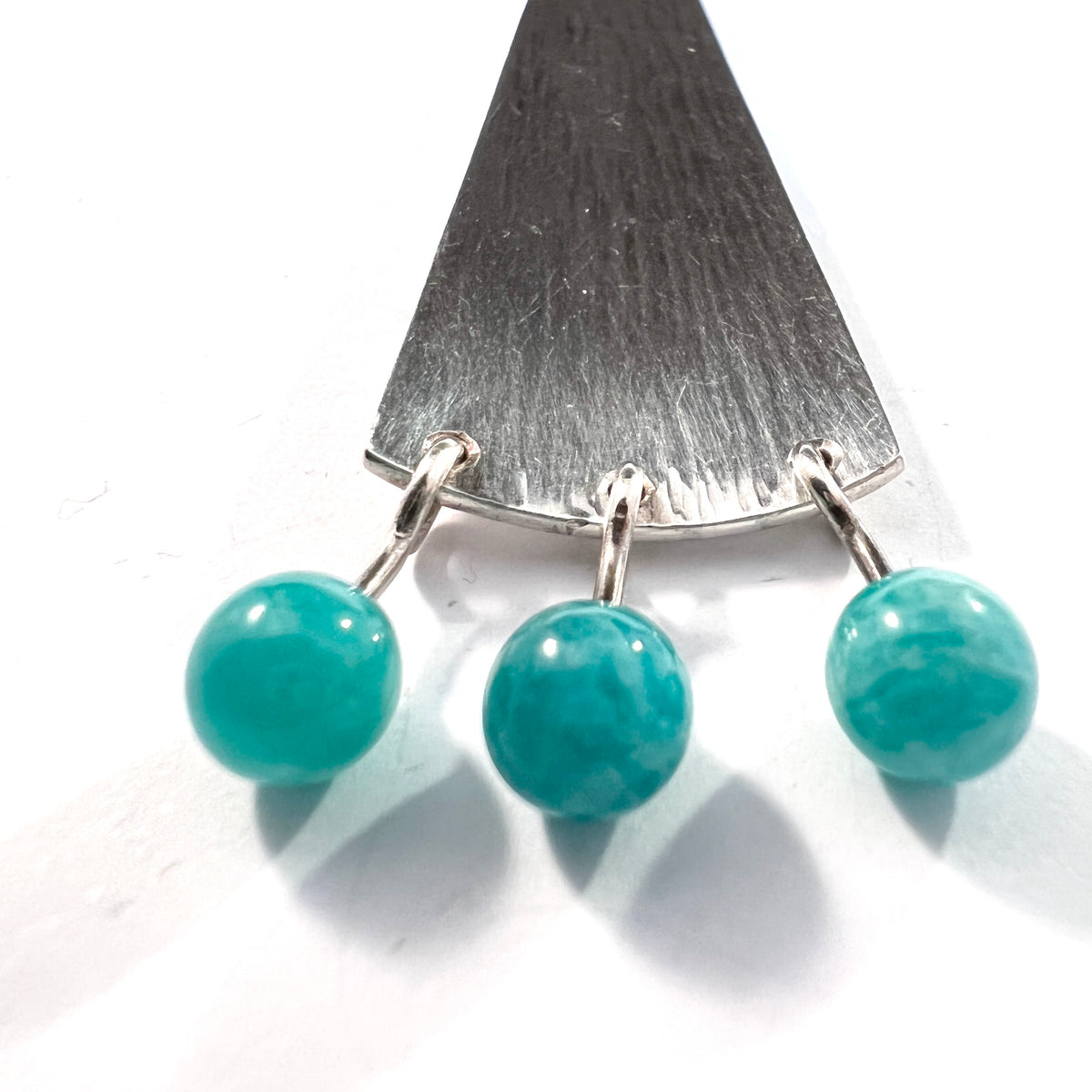 Bent Gabrielsen for Hans Hansen Denmark 1960s Sterling Silver Aventurine Pendant Necklace.