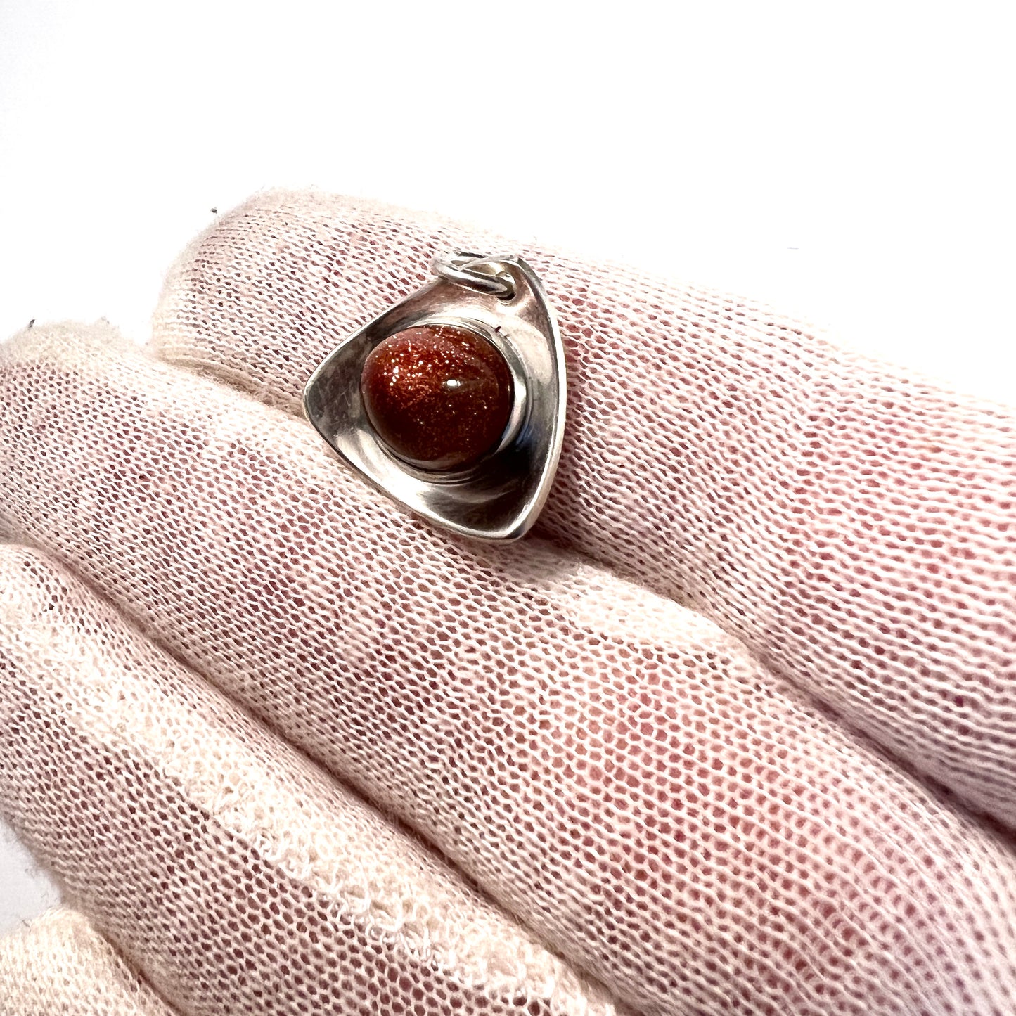 Elis Kauppi, Kupittaan Kulta Finland 1950-60s Sterling Goldstone Pendant.