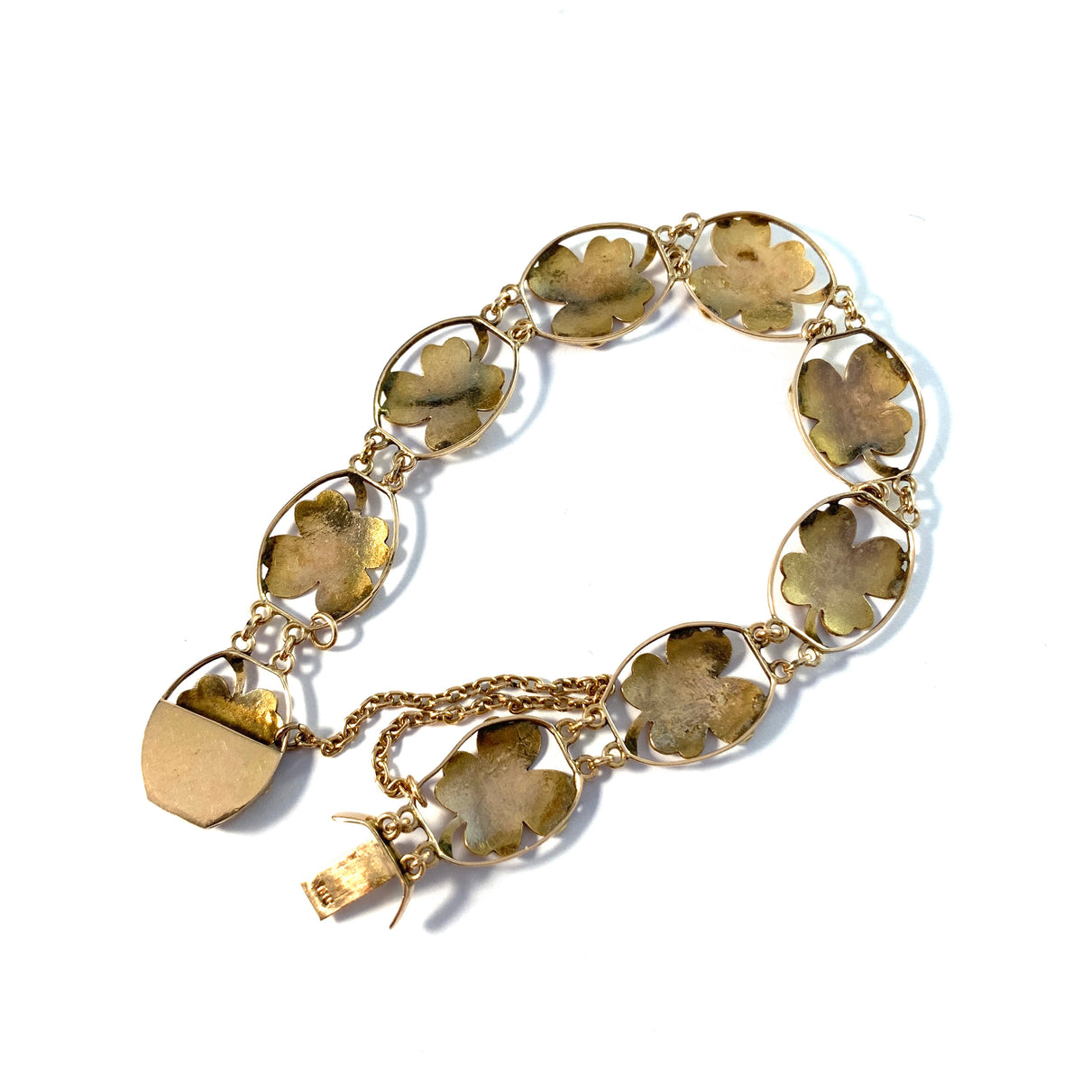 Victorian 18k Gold Four Leaf Clover Bracelet Lucky Bracelet.