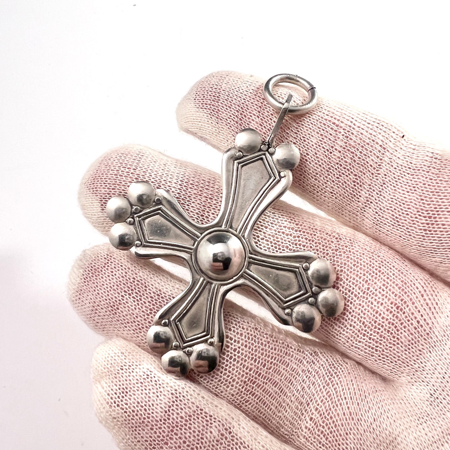 Johan F Henriksson for Kalevala Koru, Finland 1943 War-Time Silver Cross Pendant. Rare