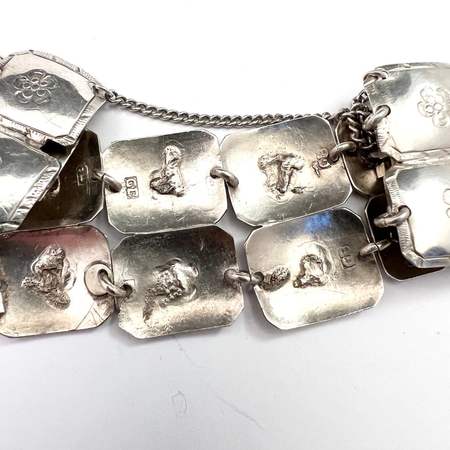 Antique Georgian Silver Buttons Made To A Bracelet early 1900s. Sweden.