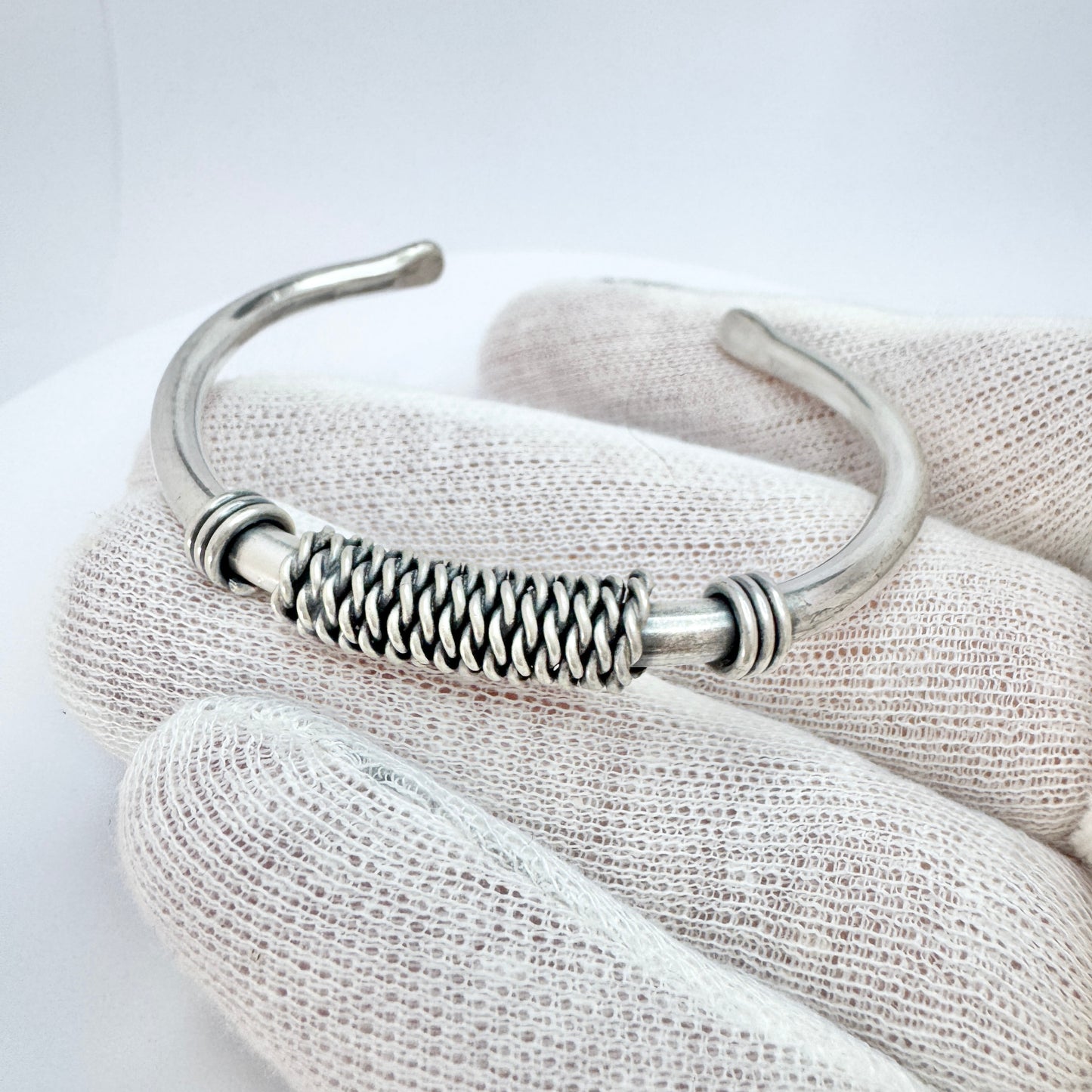 Vintage Sterling Silver Cuff Bangle Bracelet.
