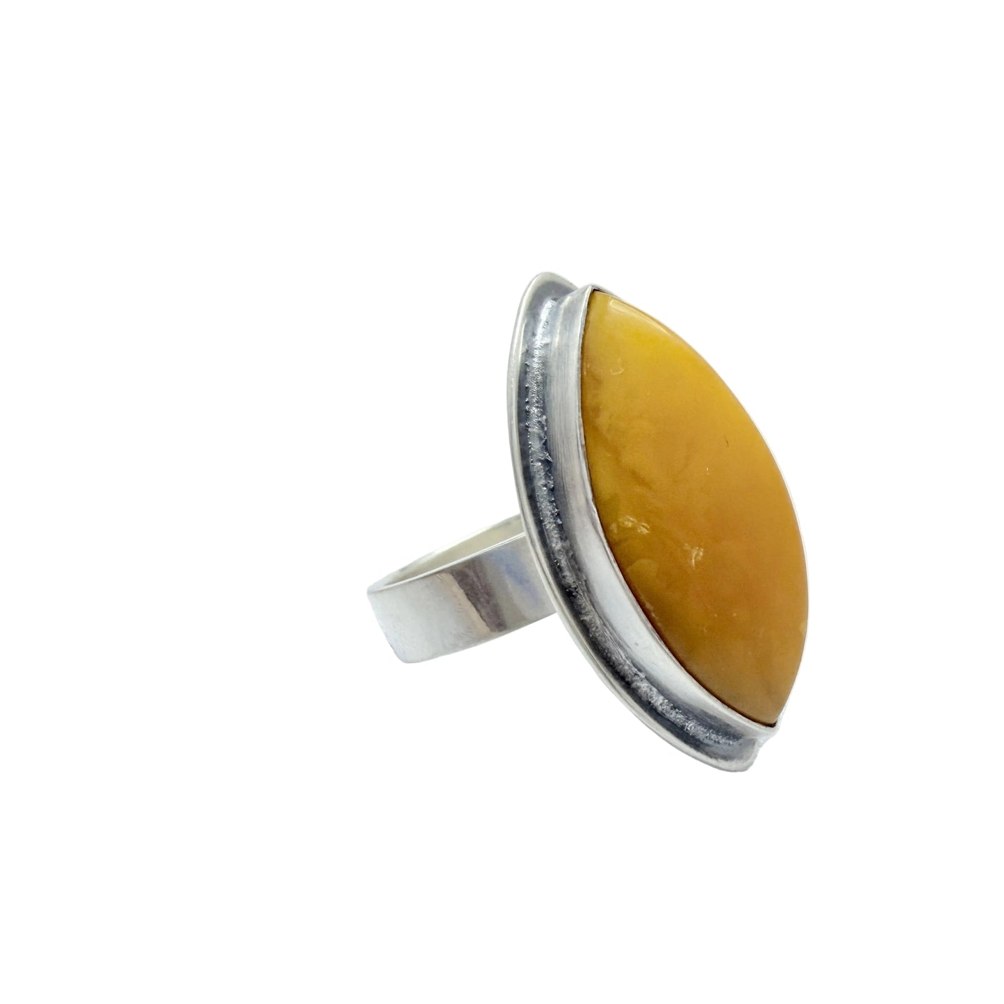 Abel Rantanen, Finland 1965. Vintage Solid Silver Amber Ring.