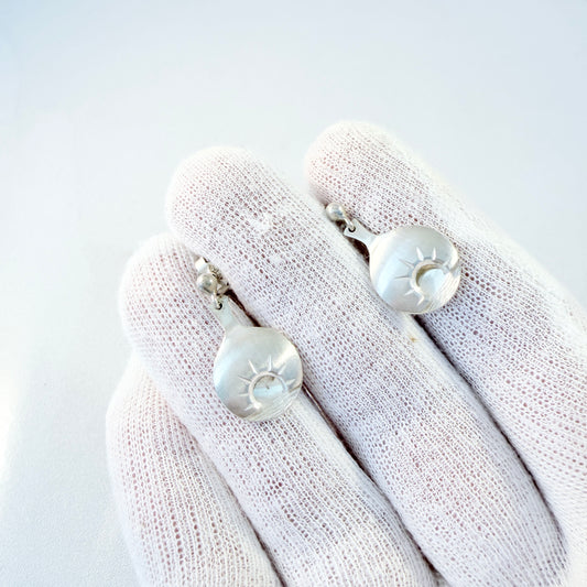 Midnattssolsmycket, Sweden 1995. Vintage Sterling Silver Midnight Sun Earrings.