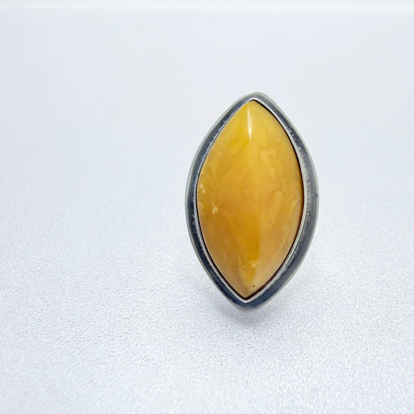 Abel Rantanen, Finland 1965. Vintage Solid Silver Amber Ring.