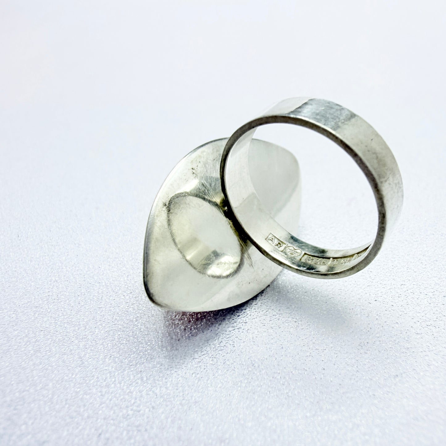 Abel Rantanen, Finland 1965. Vintage Solid Silver Amber Ring.