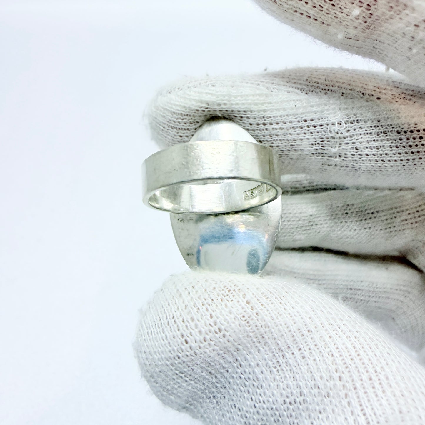 Abel Rantanen, Finland 1965. Vintage Solid Silver Amber Ring.