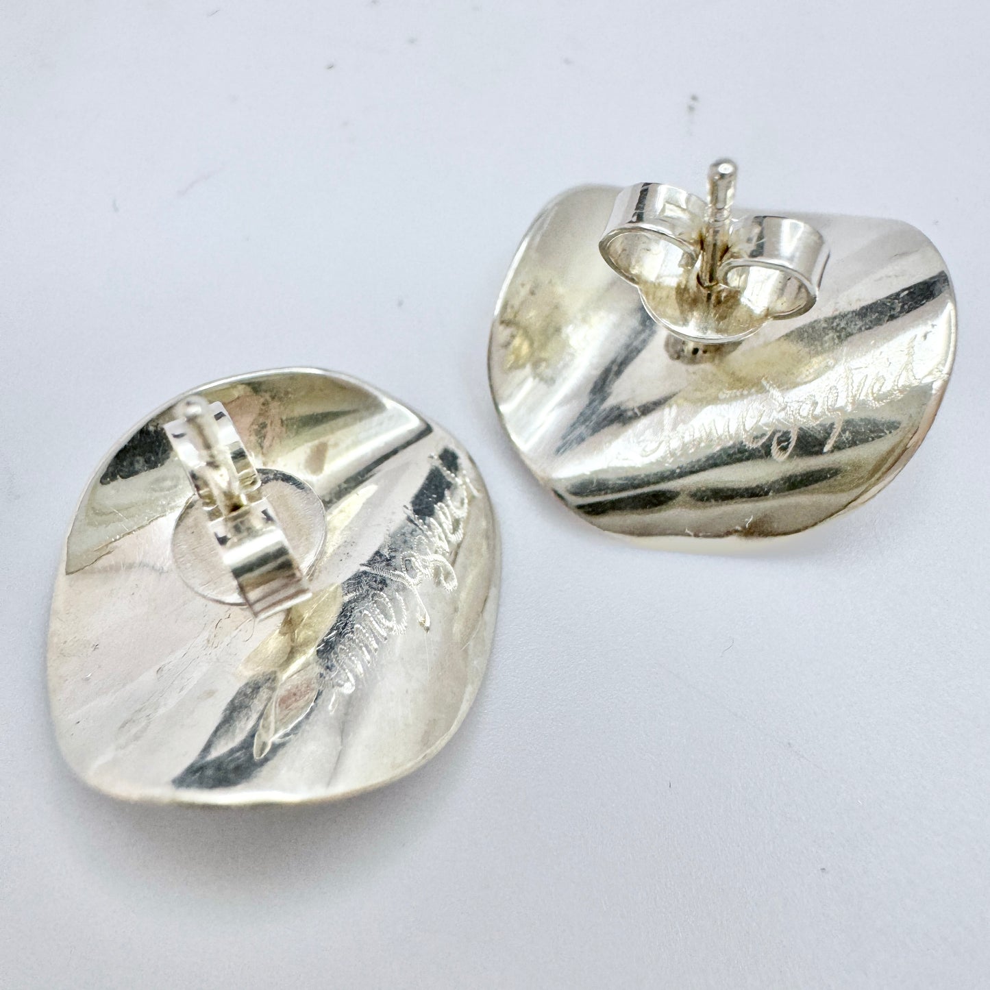 Annie Jägbeck, Sweden 1980s. Vintage Sterling Silver Earrings. Signed.