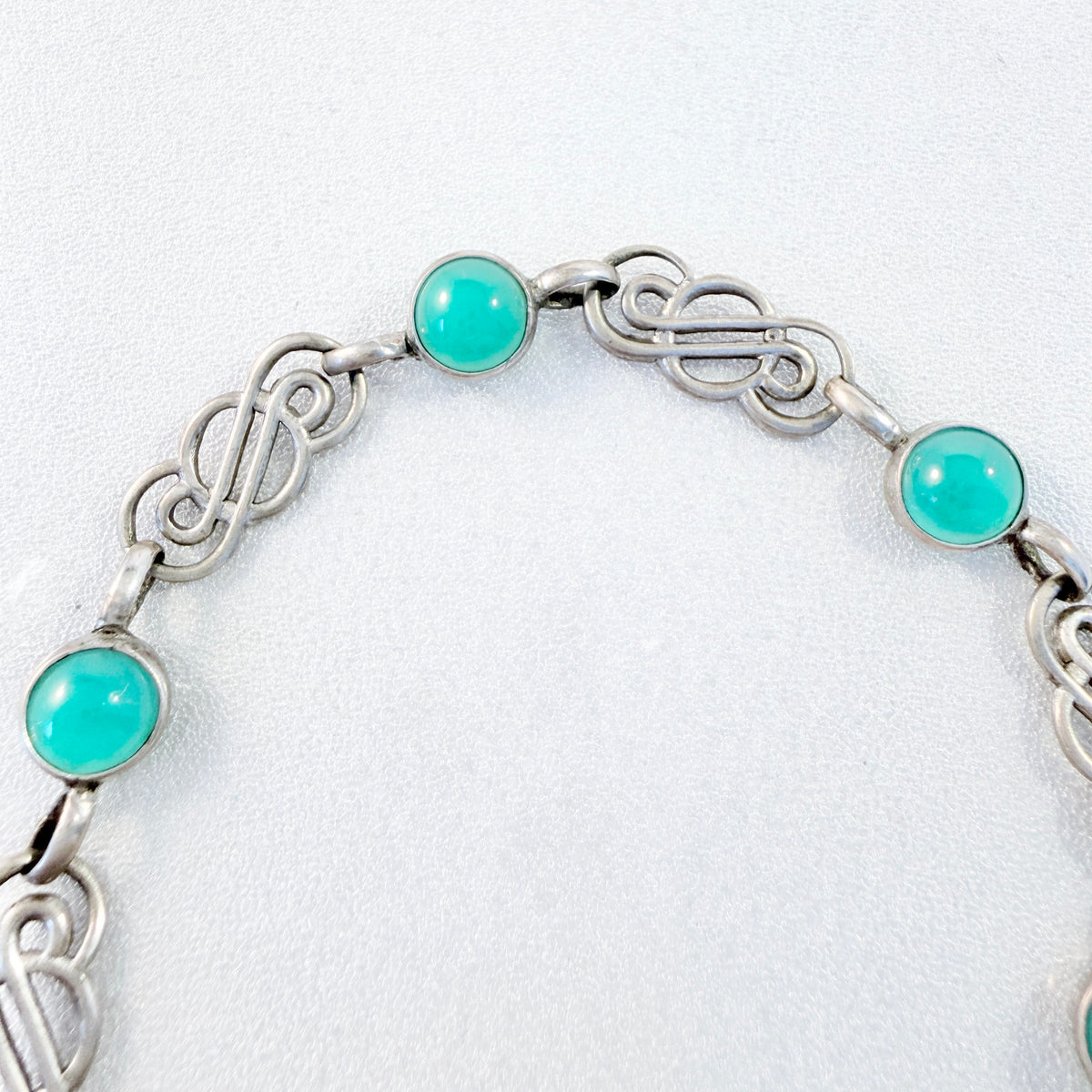 K&L-Kordes Lichtenfels, Germany c 1950s. Vintage Solid Silver Chrysoprase Bracelet.