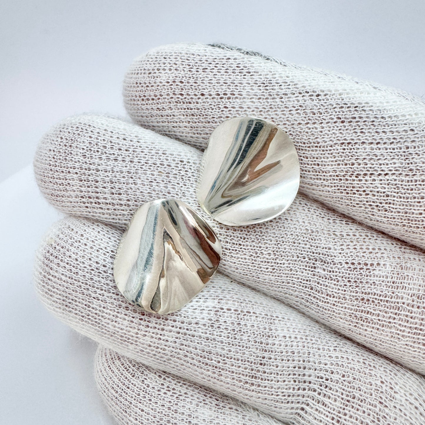 Annie Jägbeck, Sweden 1980s. Vintage Sterling Silver Earrings. Signed.