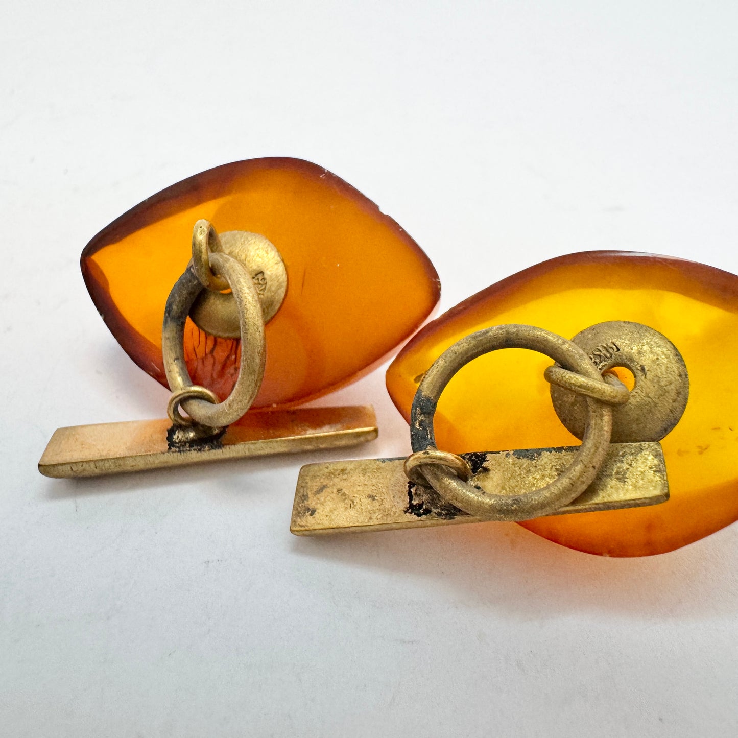 Eastern Europe ca 1960-70s. Vintage Baltic Amber Cufflinks.
