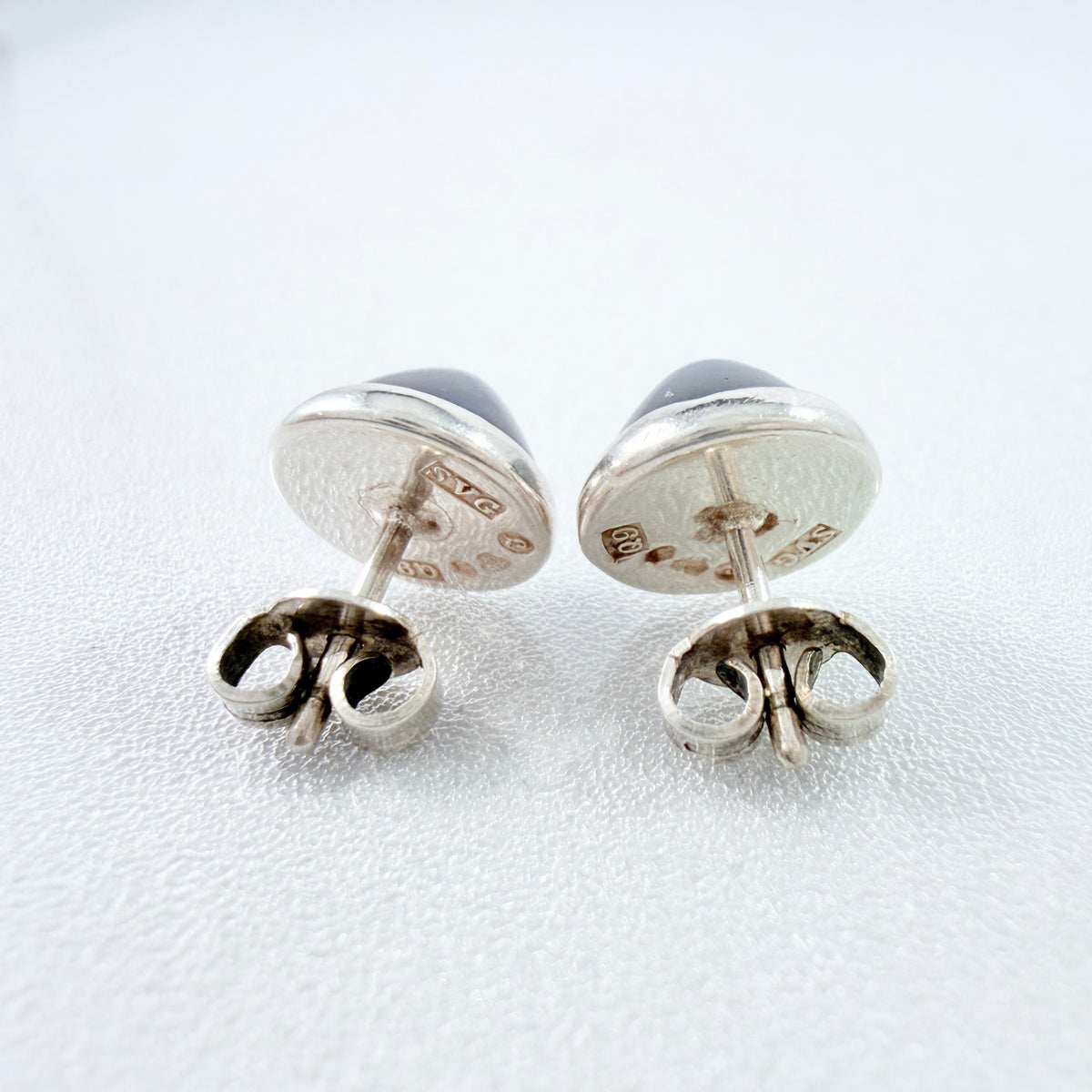Svedlings, Sweden 1966. Vintage Sterling Silver Bergslagen-stone Stud Earrings.