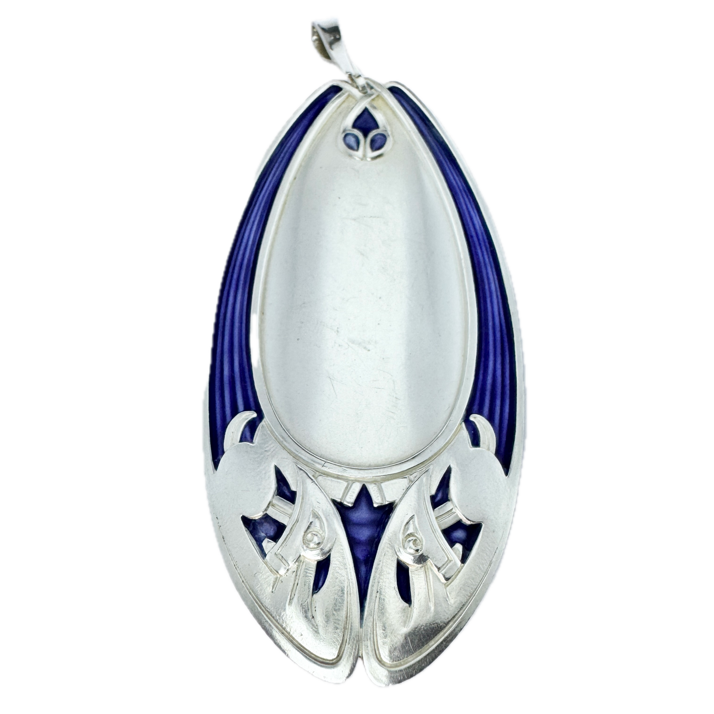 David-Andersen, Norway c 1910s Very Large Sterling Silver Enamel Jugendstil Pendant.