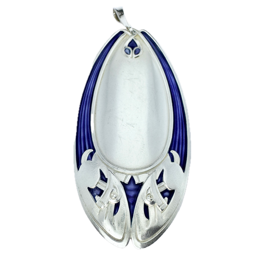 David-Andersen, Norway c 1910s Very Large Sterling Silver Enamel Jugendstil Pendant.