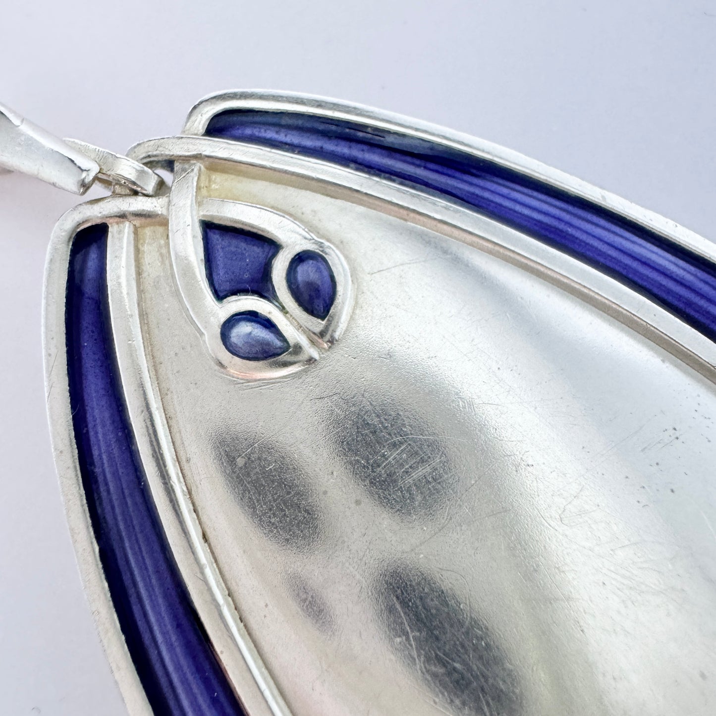 David-Andersen, Norway c 1910s Very Large Sterling Silver Enamel Jugendstil Pendant.