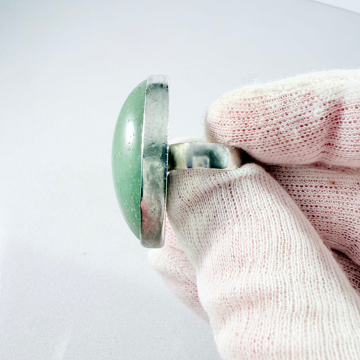 Victor Janson, Sweden 1975. Bold Vintage Solid Silver Aventurine Ring.
