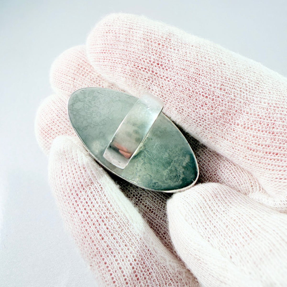 Victor Janson, Sweden 1975. Bold Vintage Solid Silver Aventurine Ring.