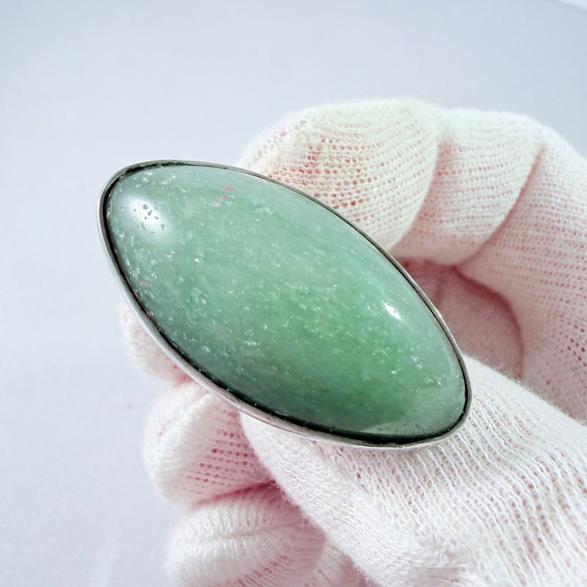 Victor Janson, Sweden 1975. Bold Vintage Solid Silver Aventurine Ring.