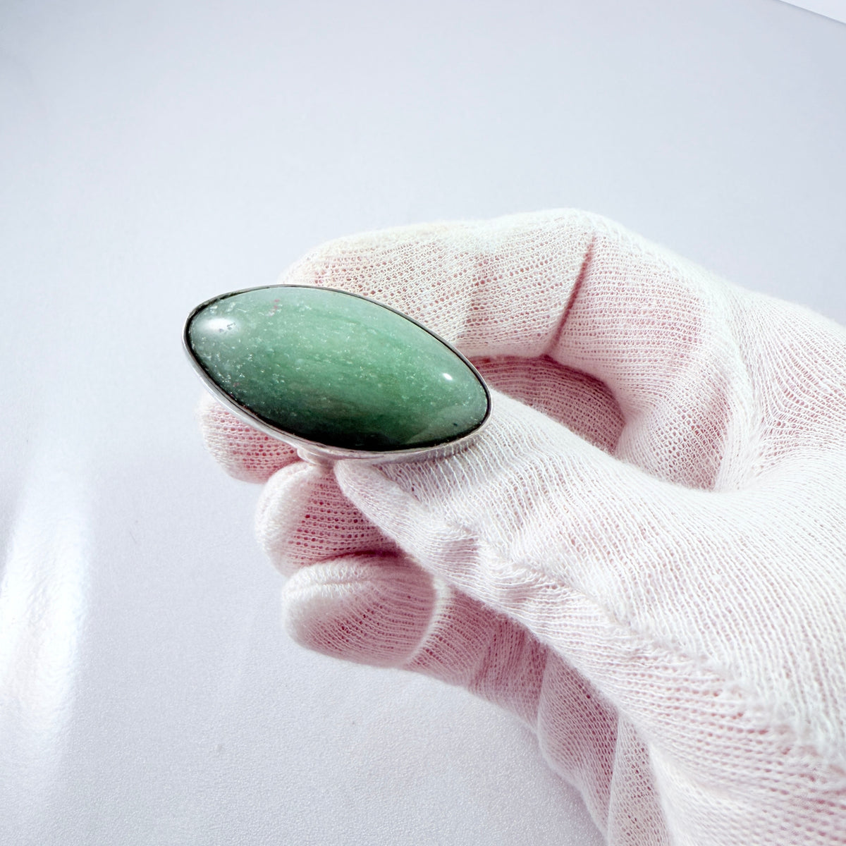 Victor Janson, Sweden 1975. Bold Vintage Solid Silver Aventurine Ring.