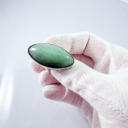 Victor Janson, Sweden 1975. Bold Vintage Solid Silver Aventurine Ring.