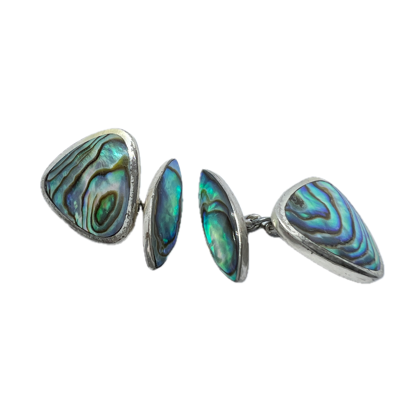 Ataahua Sterling, New Zealand. Vintage Sterling Silver Abalone Cufflinks.