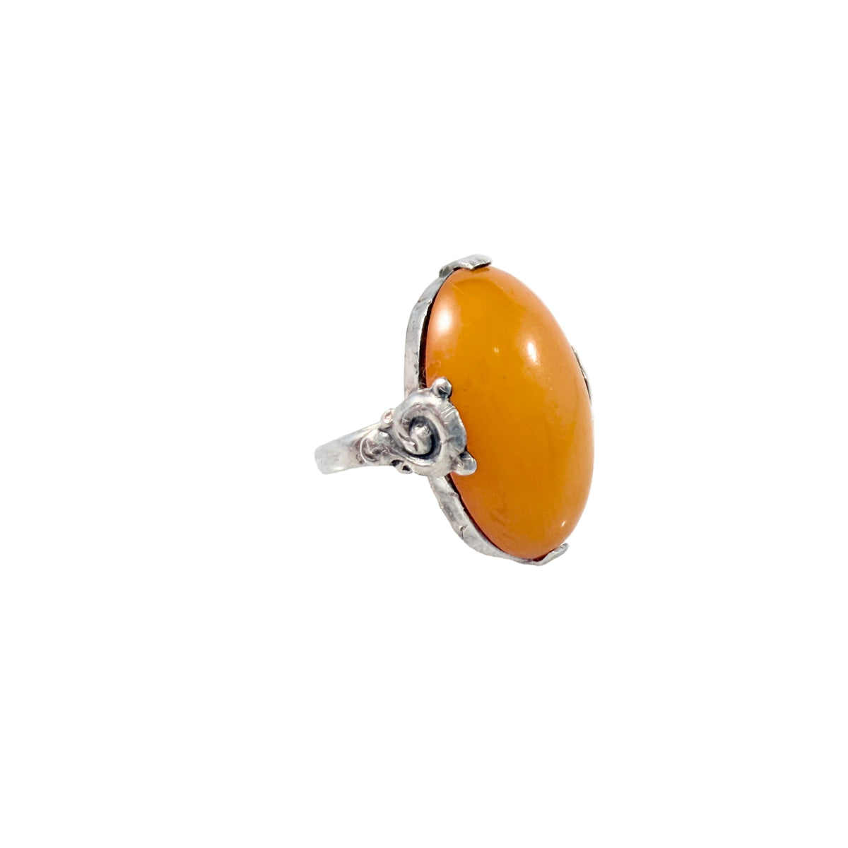 Early-mid 1900s Solid 830 Silver Amber Ring. Prob. Denmark.