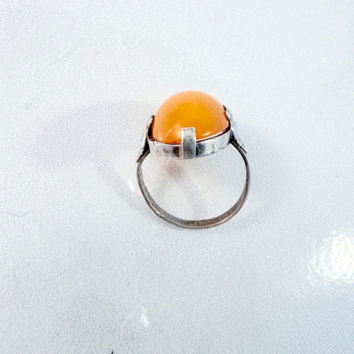 Early-mid 1900s Solid 830 Silver Amber Ring. Prob. Denmark.